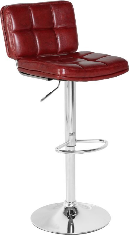 Hudson Swivel Bar Chair With Gas Lift (PAIR) - RED PU/CHROME