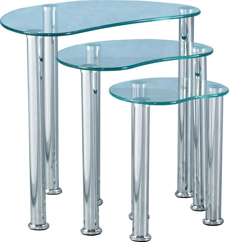 Cara Nest of Tables - CLEAR GLASS/SILVER