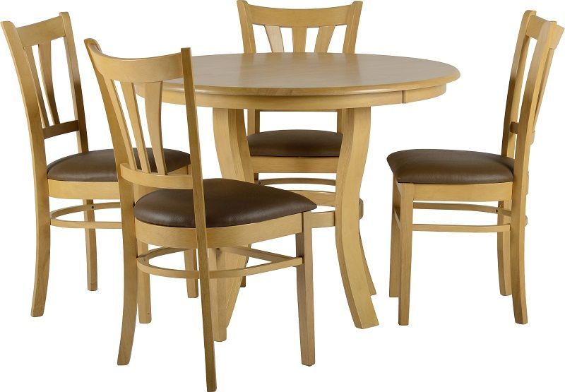 Grosvenor 40 inch Round Dining Set - NATURAL OAK/BROWN