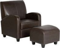 See more information about the Club Leather Chair with Footstool - BROWN