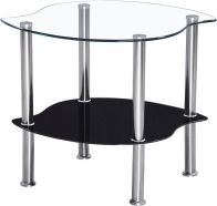 See more information about the Colby Lamp Table - CLEAR/BLACK GLASS/SILVER