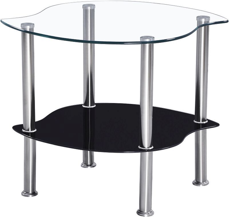 Colby Lamp Table - CLEAR/BLACK GLASS/SILVER