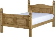 See more information about the Corona Mexican Small Double Bed - Distressed Waxed Pine