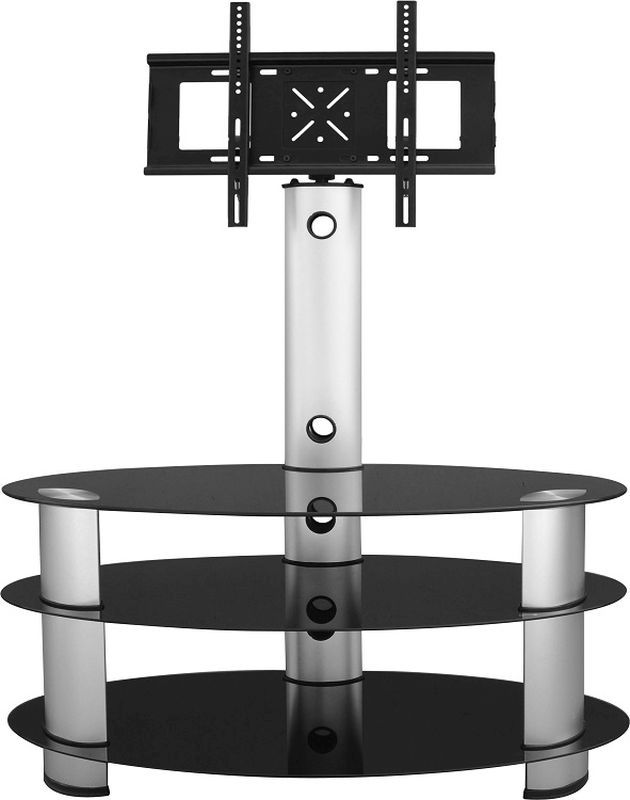 Bentley Black Glass TV Stand - SILVER