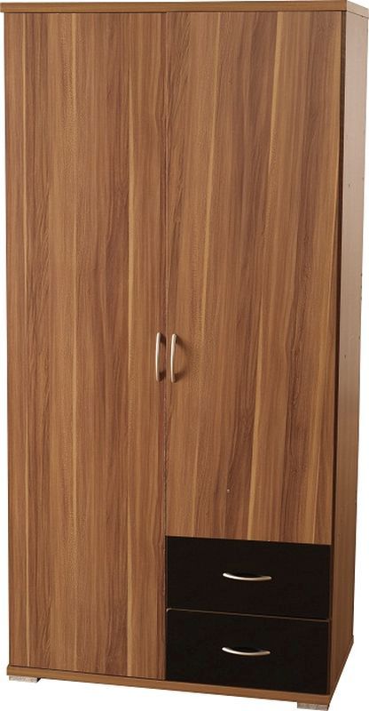 Hollywood Walnut Wardrobe (2 Door 2 Drawer)