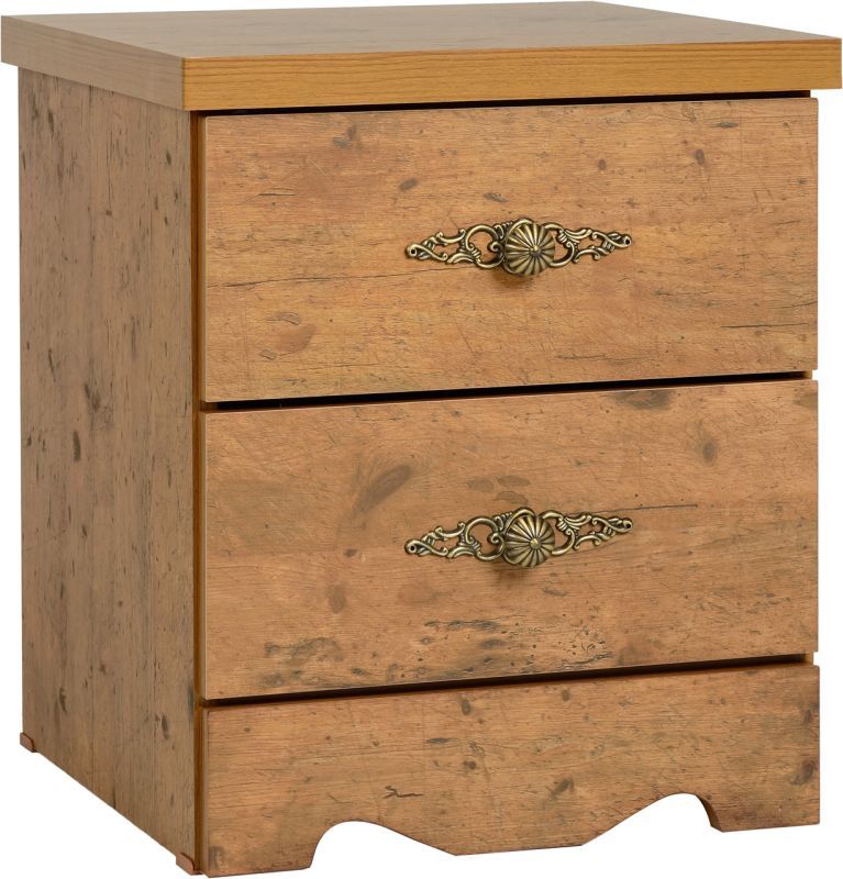 Cairo Bedside Chest (2 Drawer) - DARK KENNEDY PINE