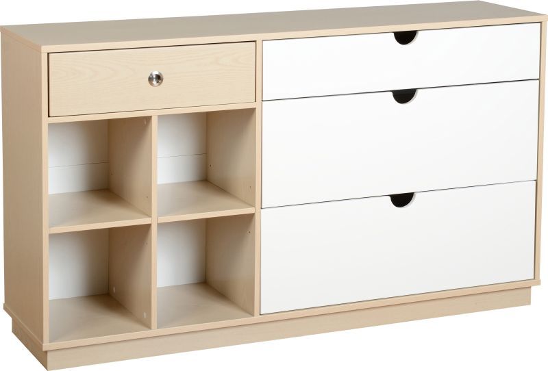 Fusion Classic Sideboard (4 Drawer) - IVORY MAPLE/WHITE