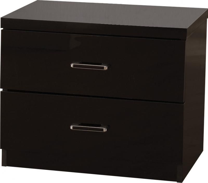 Charisma Bedside Chest (2 Drawer) - BLACK GLOSS