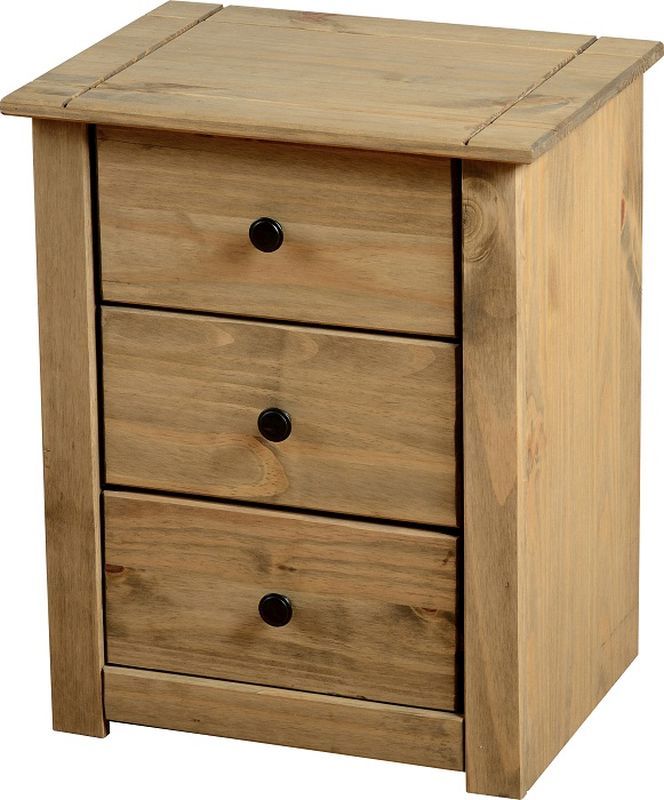 Panama Bedside Chest (3 Drawer) - NATURAL WAX