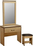 See more information about the Charles 1 Drawer Dressing Table Set - OAK VENEER\WALNUT TRIM