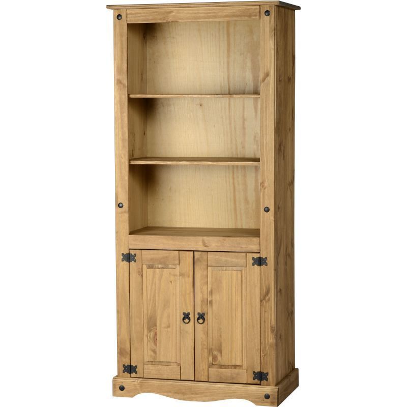 Corona Display Unit/Bookcase (2 Door) - DISTRESSED WAXED PINE