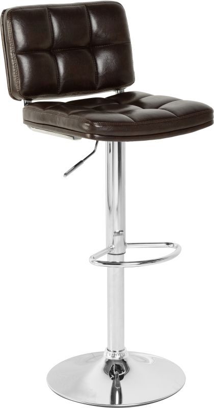 Hudson Swivel Bar Chair With Gas Lift (PAIR) - BROWN PU/CHROME