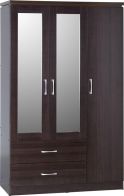 See more information about the Charles 3 Door 2 Drawer Mirrored Wardrobe - WALNUT