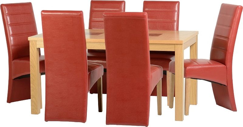 Wexford 59 inch Dining Set - G5 - OAK/WALNUT/RUSTIC RED