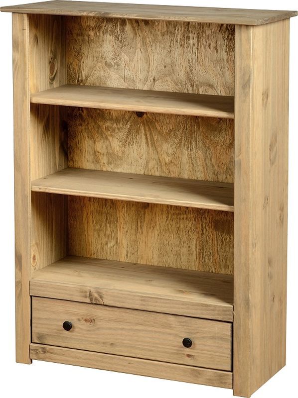 Panama Contemporary Bookcase (1 Drawer) - NATURAL WAX