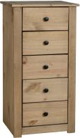 See more information about the Panama 5 Drawer Narrow Chest in Natural Wax