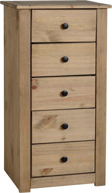 Panama 5 Drawer Narrow Chest in Natural Wax