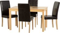 See more information about the Wexford 47" Dining Set in Oak Veneer/Walnut Inlay/Expresso Brown PU