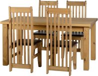 See more information about the Tortilla 4'9" Dining Set in Distressed Waxed Pine/Expresso Brown PU