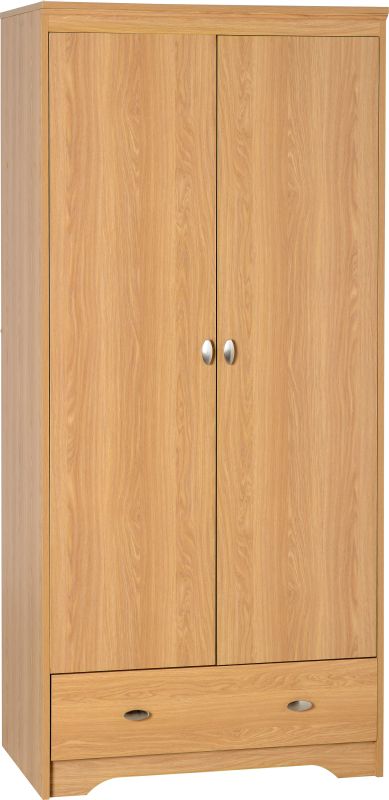 Regent 2 Door 1 Drawer Wardrobe in Teak Effect Veneer