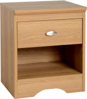 See more information about the Regent 1 Drawer Bedside Cabinet in Teak Effect Veneer