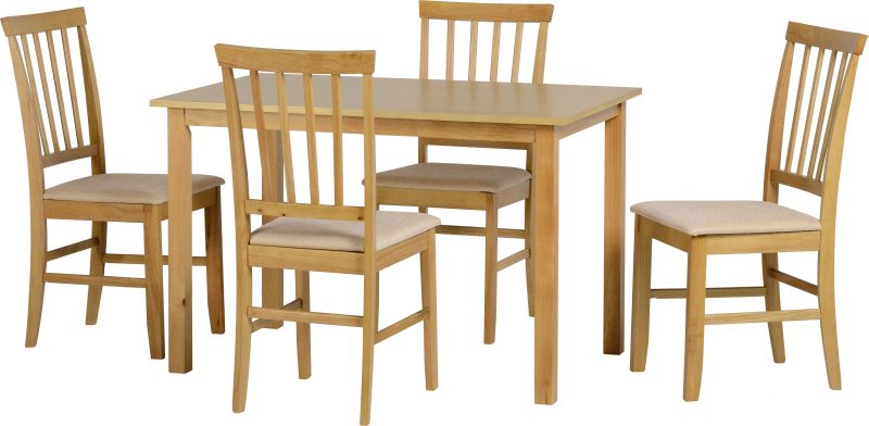 Selina 45" Dining Set in Natural Oak/Cream