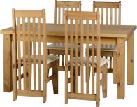 See more information about the Tortilla 4'9" Dining Set in Distressed Waxed Pine/Cream PU