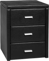 See more information about the Prado 3 Drawer Bedside Chest in Black PU