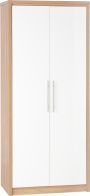 See more information about the Seville 2 Door Wardrobe in Light Oak Veneer/White High Gloss