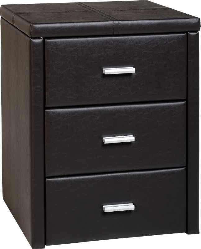 Prado 3 Drawer Bedside Chest in Expresso Brown PU