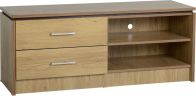 See more information about the Charles 2 Drawer 1 Shelf Flat Screen TV Unit in Oak Effect Veneer with Walnut Trim