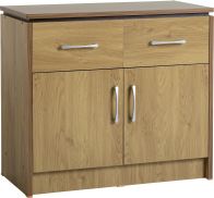 See more information about the Charles 2 Door 2 Drawer Sideboard in Oak Effect Veneer with Walnut Trim