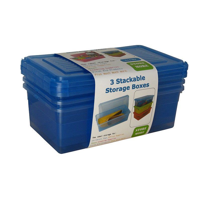 5 Litre Storage Boxes 3 Pack (Blue)