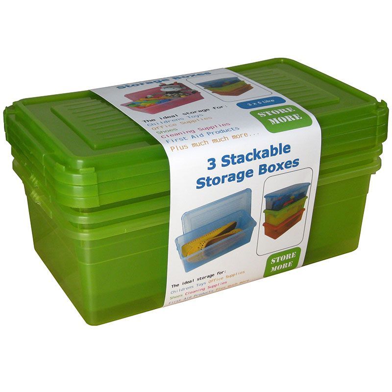 5 Litre Storage Boxes 3 Pack (Green)