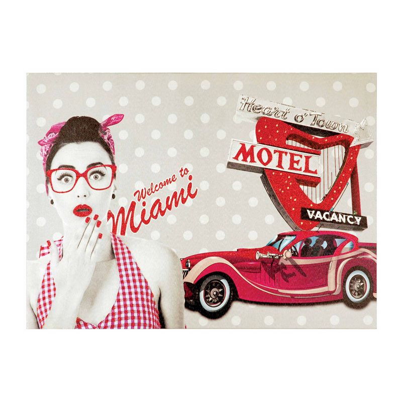 Welcome To Miami Glitter Canvas Art 50cm x 70cm