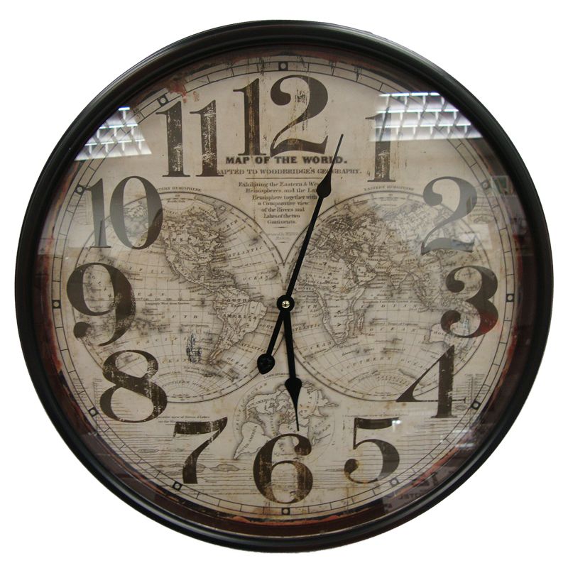 World Map Iron Wall Clock 51cm Diameter