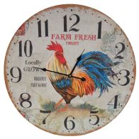 See more information about the Chicken Wooden Wall Clock 58cm Diameter