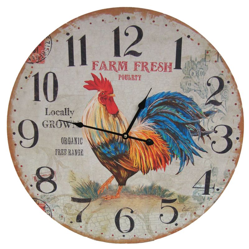 Chicken Wooden Wall Clock 58cm Diameter