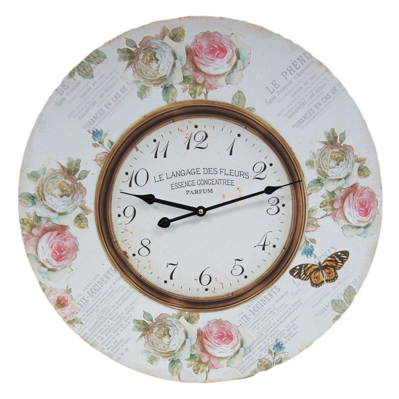 Flowers Wooden Wall Clock 58cm Diameter