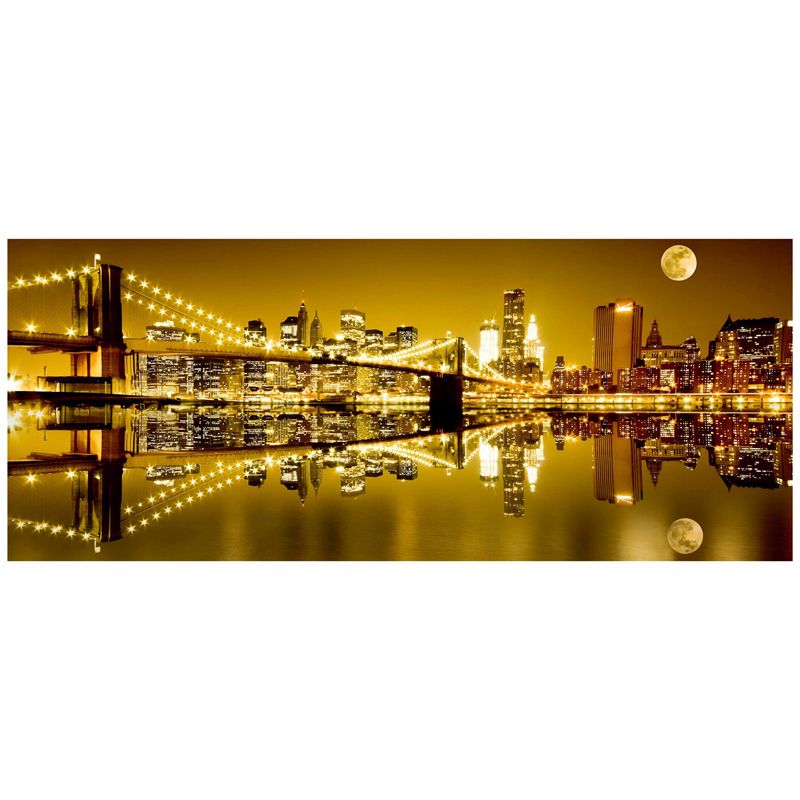 Glass Wall Art Golden New York 50cm x 120cm