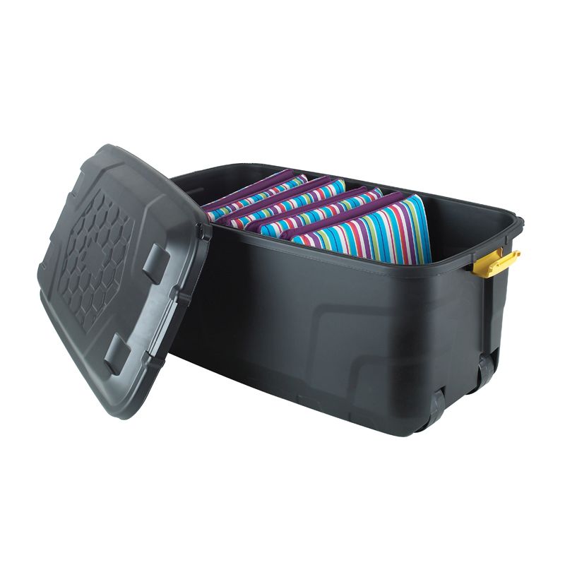 145L Storage Trunk on Wheels Black