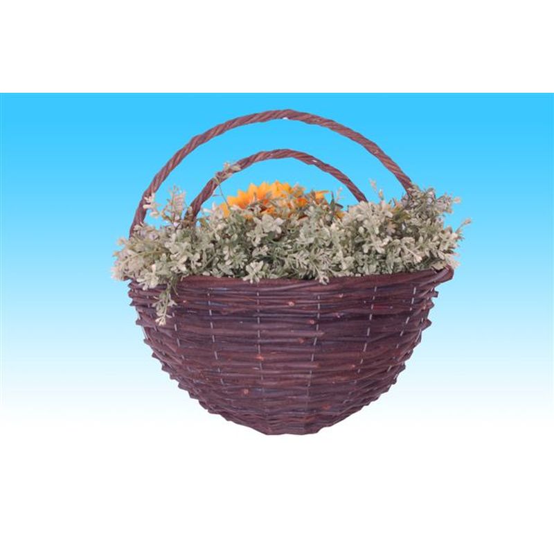 Black Rattan Wall Basket (14")